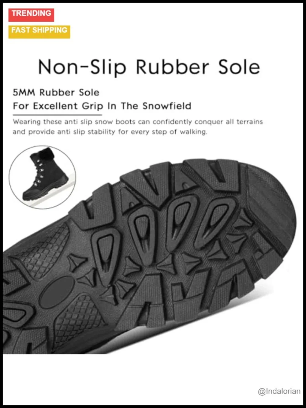 Waterproof Winter Snow Boots Warm Faux Fur Lined Insulated Non-Slip Lace-Up